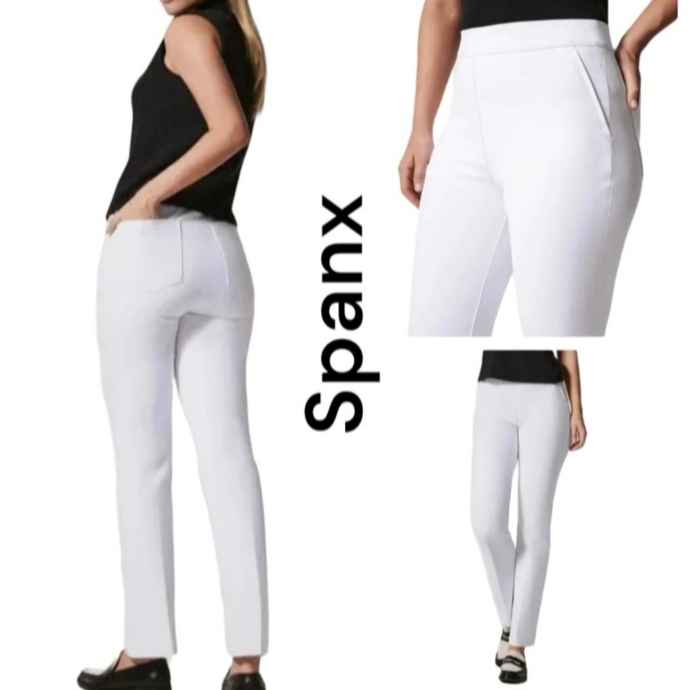SPANX Women's Slim Straight Pants in Classic White Size L 20372R Grey Linings - Picture 16 of 16
